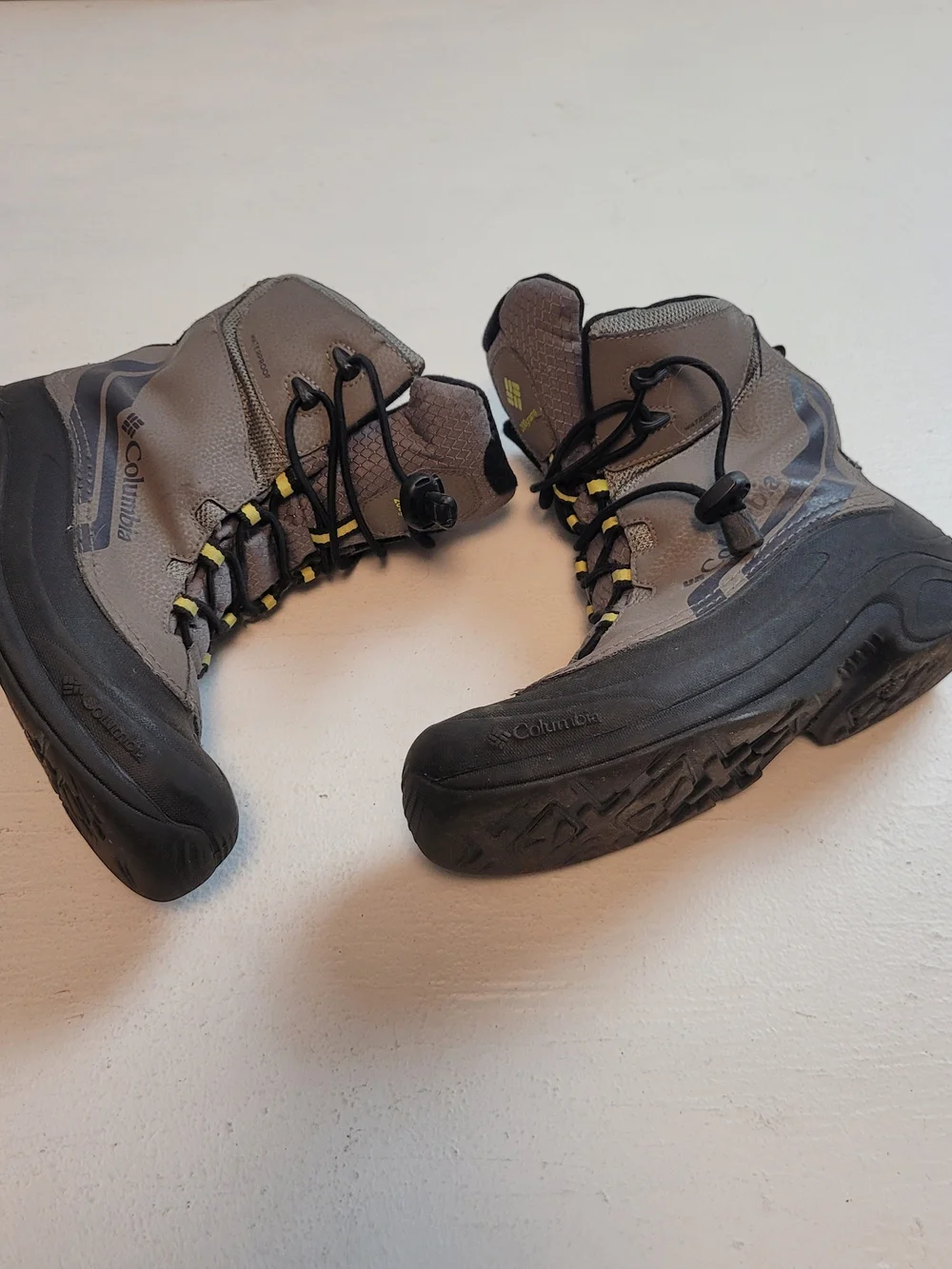 Columbia Gray and Black Waterproof Hiking Boots with Lime Accents